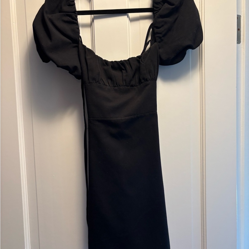 Zara Black and White Puff Sleeve Sundress - Picture 2 of 6